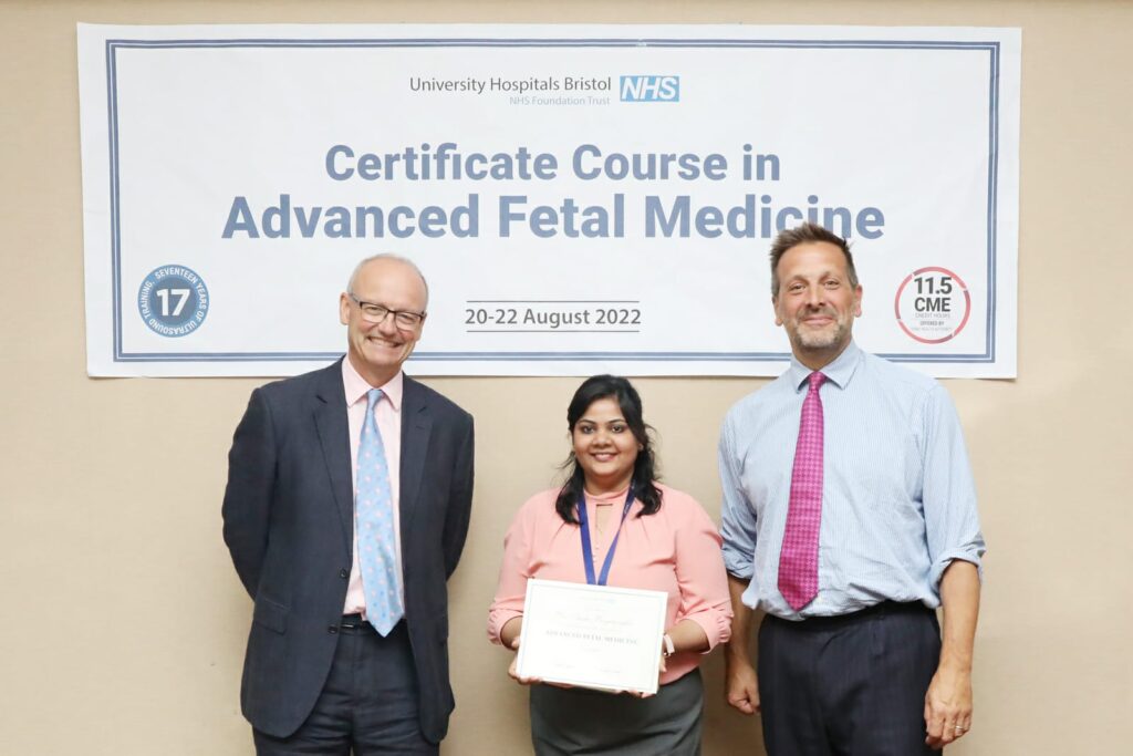 Dr Aashi Priyamvada Receiving Certificate for Advanced Fetal Medicine - Lucknow Fetal Medicine Centre - LFMC